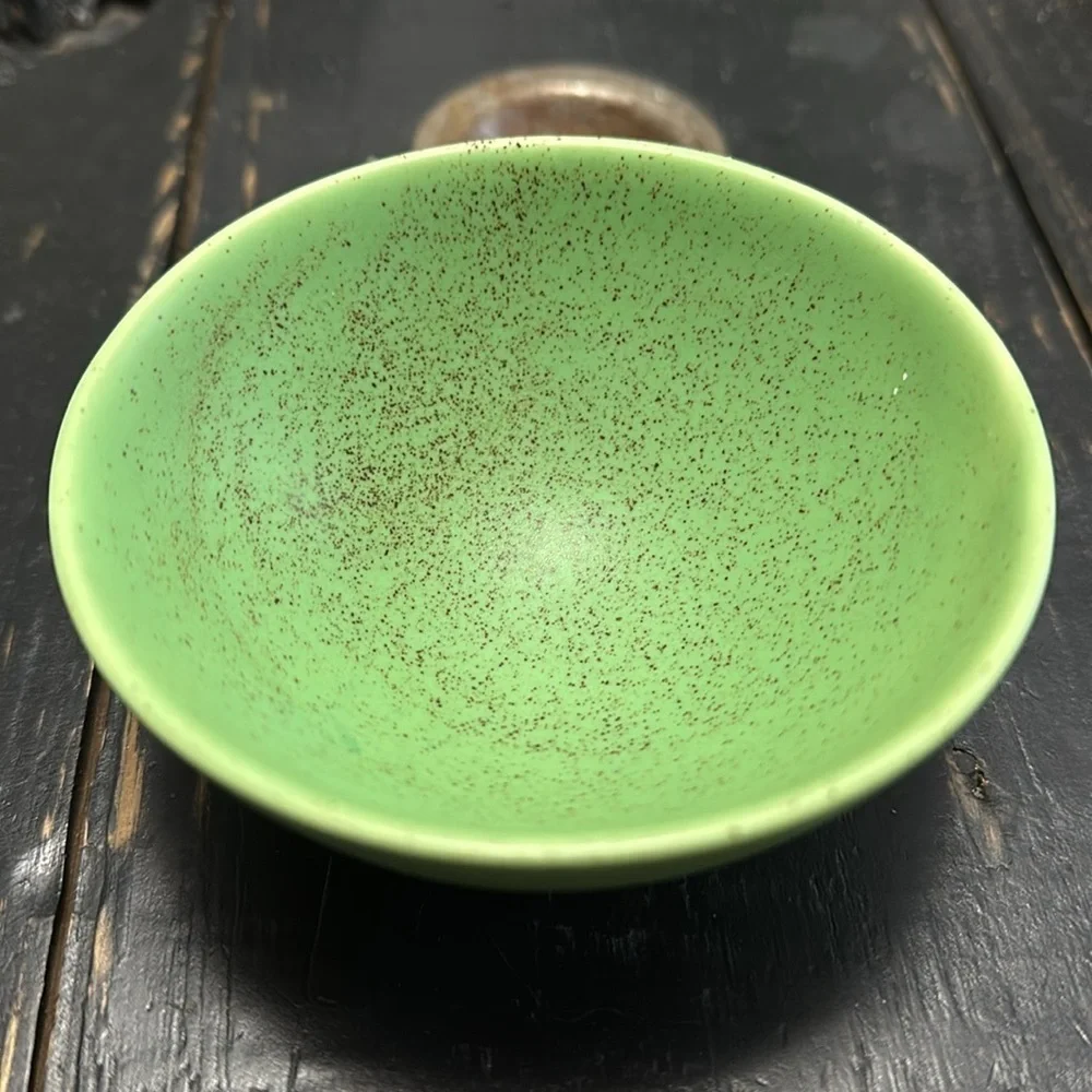 Green and Brown Speckled Ceramic Trinket Bowl